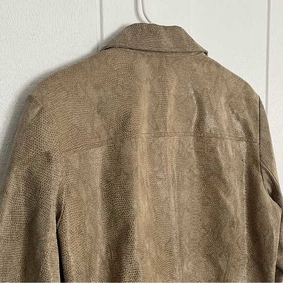 Vintage Tan Crocodile Pattern Leather Coat Jacqueline Ferrar Beige Animal Print - Picture 5 of 14